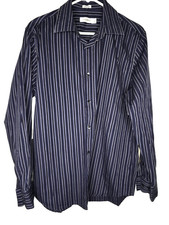 CALVIN KLEIN MEN'S LONG SLEEVE BUTTON FRONT STRIPE SHIRT MEDIUM
