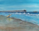 Original Expressionist 11 x 14 Cocoa Beach Surfer Acrylic Canvas Painting — photo 3