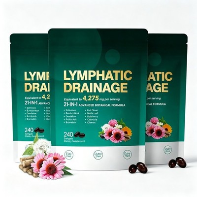 3-Pack Lymphatic Drainage Supplements, 240 Softgels, 4275mg Lymph System Support