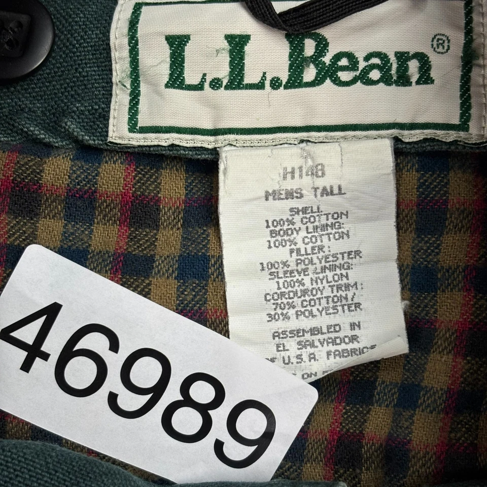 LL Bean Jacket Adult X Large Green Hunting Canvas Barn Chore Corduroy Lined Mens - Image 4 of 4