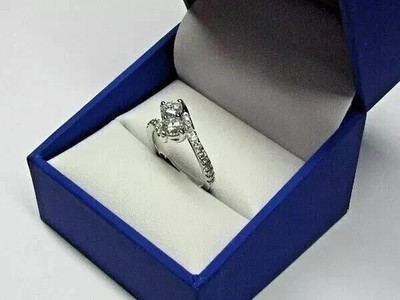 2Ct Round Cut Lab Created Two Stone Wedding Ring 14K White Gold Plated