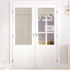 NICETOWN 50"L Thermal Insulated Door Curtain Light Flaxen 26"W Window Shade