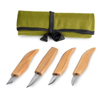 Set Di Coltelli Per Intaglio Geometrico In Legno Beavercraft (4 Coltelli In Rotolo) S05 - Set Di Coltelli Da Intaglio - Foto 8