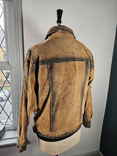 Vintage Stars & Stripes Western Leather Jacket Men's Large Indian Cowboy Style - Picture 11 of 22