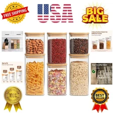 Airtight Glass Storage Canister with Lids 0.7Qt/1.2Qt/1.6Qt Set of 6, Food St...