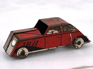 Vintage Cracker Jack Chrysler Airflow Red Car Premium Tin Litho Toy Prize 30s