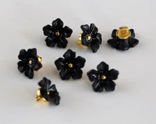 30pcs Black Flower Buttons, 13mm 0.52 inch, Plastic, Sewing, Craft Supply