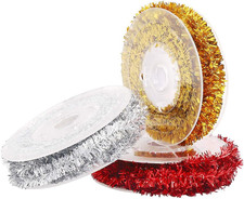 Tinsel Wire Garland,Christmas Tinsel Ribbon with 3 Color for Xmas Tree Decoratio