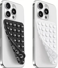 2 Pack Silicone Suction Cup Phone Case Mount Double Sided, Sticky Phone Grip wit