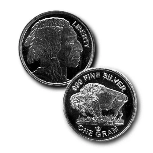 6-1 gram .999 Fine Silver Lot - Buffalo Nickel - New Uncirculated Monark Mint