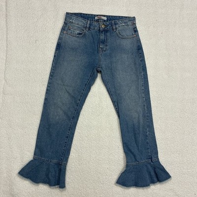 Zara Basic Z1975 Denim Jeans With Flare Leg Size 2