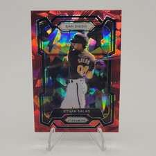2024 Panini Prizm Ethan Salas San Diego #141 Red Cracked Ice Baseball Card