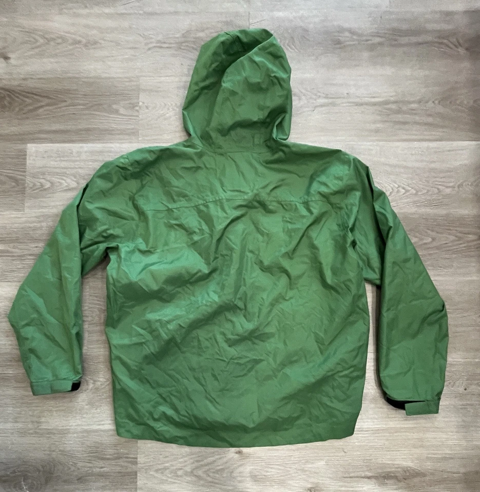 Chaqueta de lluvia de nailon John Deere cremallera completa ligera con capucha chaqueta verde grande Foto 2 de 4