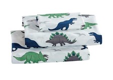 Sheet Set Kids/Teens Ancient Dinosaurs Green Blue Grey White New T-rex Gree...