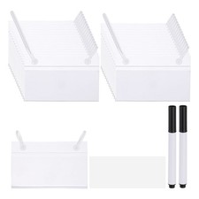 30 Pack 3.5" x 2.2" Plastic Shelf Basket Label Holders Clips with Button Lock