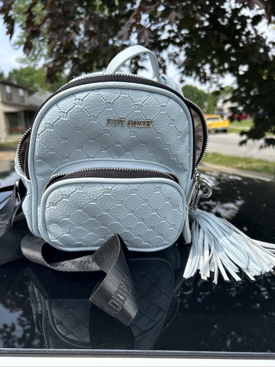 Steve Madden Quilted Slate/Navy Blue Backpack with Key Pouch Steve Madden Backpack Quilted Bags & Handbags for Women for  main image 3
