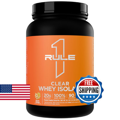 Rule 1 Clear Whey Isolate - 20g All-Whey Isolate Protein Mix, Over 9g EAAs, 90 C