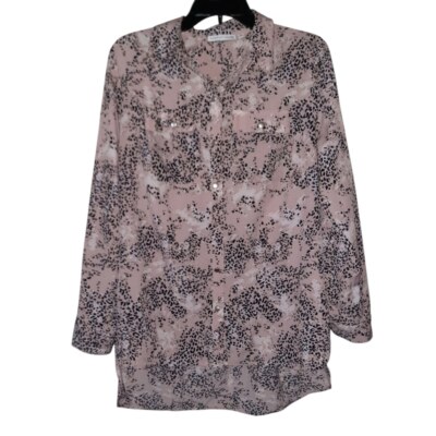 Notations Long Sleeve Animal Print Blouse Size Medium