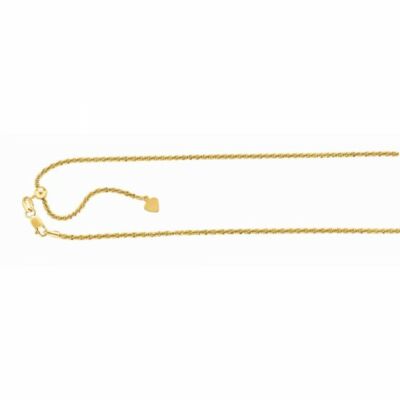 Sparkling Adjustable Chain Gold Color Sterling Silver Adjustable Up To 22'' Long 