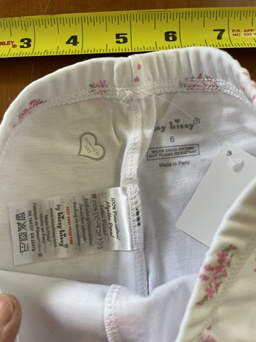 Kissy Kissy NWT White/Pink Ballet Blossoms Snug Fit Pima Cotton Knit PJ-6years - Picture 11 of 12