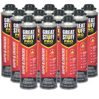 DOW CHEMICAL Great Stuff PRO Gaps and Cracks, 24 oz Cans, Case of 12 Cans