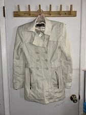 Blanc Noir Women's Belted Double Breasted Pockets Trench Coat Tan Sz L
