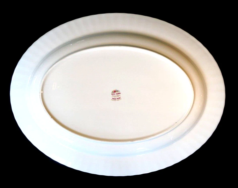 Lindo prato oval Royal Albert Moss rosa grande - Imagem 2 de 2