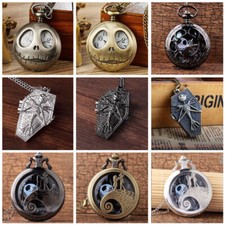Steampunk Skull Unique Analog Quartz Pocket Watch with Chain Creative Watch Gift