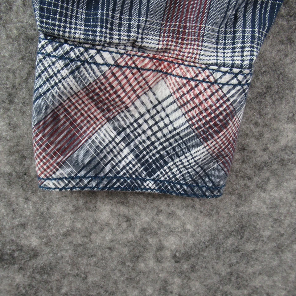 Camisa para mujer INC International Concepts pequeña roja azul a cuadros perla a presión occidental Foto 3 de 4