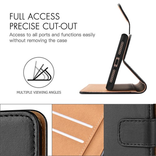 REAL LEATHER WALLET STAND CASE CARD POCKET FOR IPHONE 7/8/11/12/13 Pro Max/14/15 - Picture 22 of 37