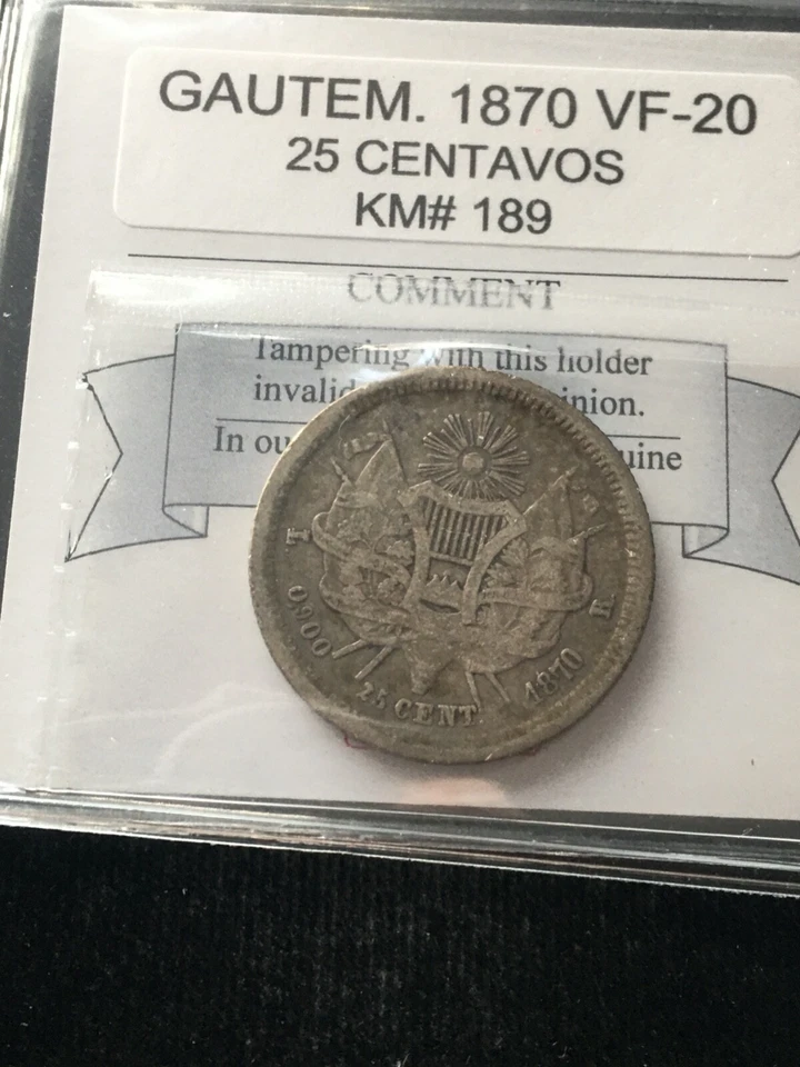 Guatemala  1866 R,  Peso, Coin Mart Graded **VF-30** KM# 186.1 - Image 2 of 4