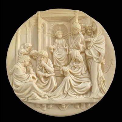 Studio Dante Di Volteradici Cristo Fra I Dottori Alabaster Plate 8.5'' Ghiberti