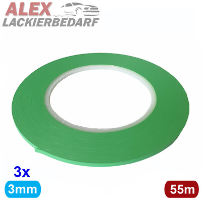 3x Fineline Klebeband Grün 3mm x 55m Konturenband Zierlinienband Autolack 