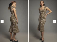 NWT Anthropologie The Cecily Fit & Flare Sweetheart Dress Size XL Black #NC438