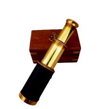 Nautical Brass marine Telescope with Wooden Box 6 inch Gold and Black