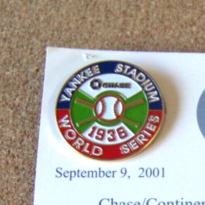 New York Yankees pin 1936 World Series Chase SGA w/ backing card WS NY c42604