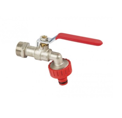 1 Inch BSP Garden Lever Tap – Brass Outdoor Tap With Red Handle & Hose Plug