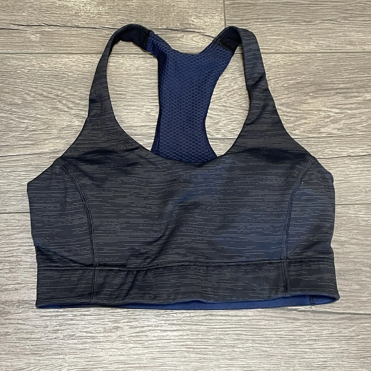 OUTDOOR VOICES Doing Things Sports Bra Black Blue Sz XS Mesh Racerback Yoga