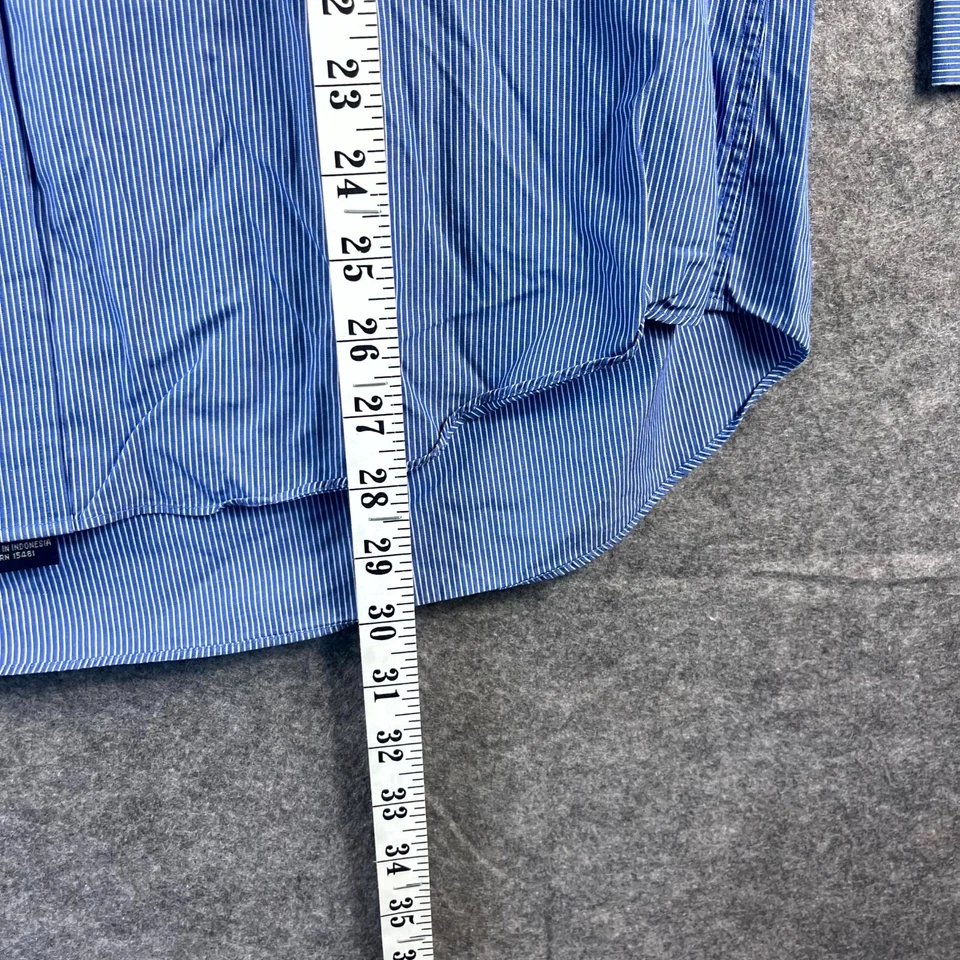 Tommy Hilfiger Mens Button Up Shirt Long Sleeve Medium Blue Striped Cotton Logo - image 2 of 4