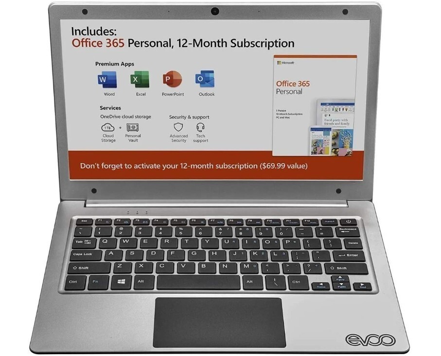 Portátil ultra delgado Evoo 11,6" FHD