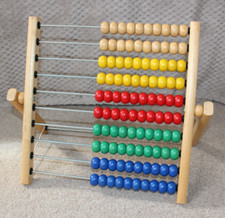 Vintage 1999 - Ikea 100  Coloured Beads Wooden Toy Abacus 10 Line Abacus 