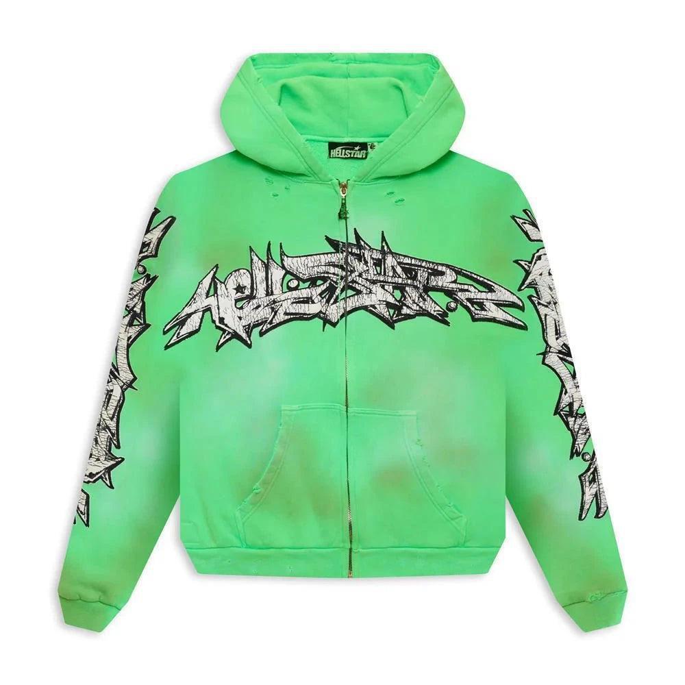 【GRAVER】25SS★ GRAR-OF Hoodie Hellstar Graffiti Zip-Up Hoodie Green | eBay