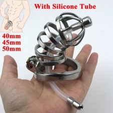 Male Stainless Steel Chastity Cage with Tube Chastity Device 3Sizes Bondage Ring