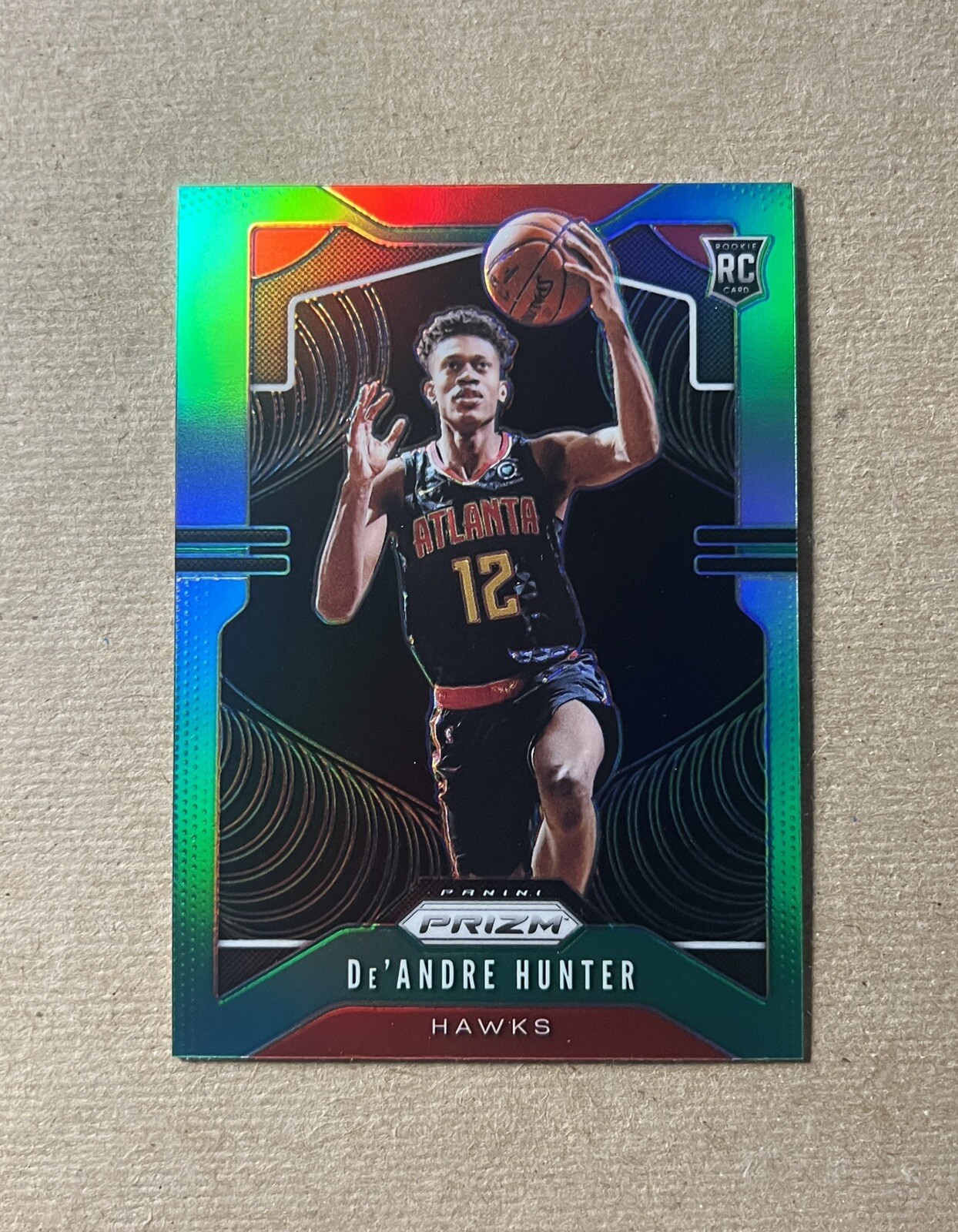 2019-20 Prizm De'Andre Hunter Green Prizm Rookie RC #251 Hawks