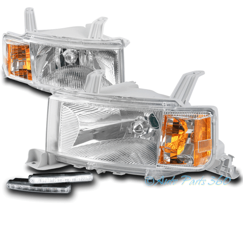 FOR 04 05 06 SCION XB CHROME HEADLIGHT HEADLAMP W/DRL LED SIGNAL LEFT+RIGHT PAIR - Picture 1 of 4