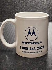 Motorola Logo White Coffee Mug M Ware Collectible Walmart Vendor Advertising Cup