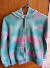 Calvin Klein Jeans Hoodie Girls L Large 14/16 Full Zip Tie Dye Green Pink Teen