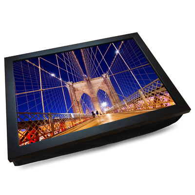Deluxe gepolstertes Lap Tray | Holzrahmen | Brooklyn Bridge New York USA #CI