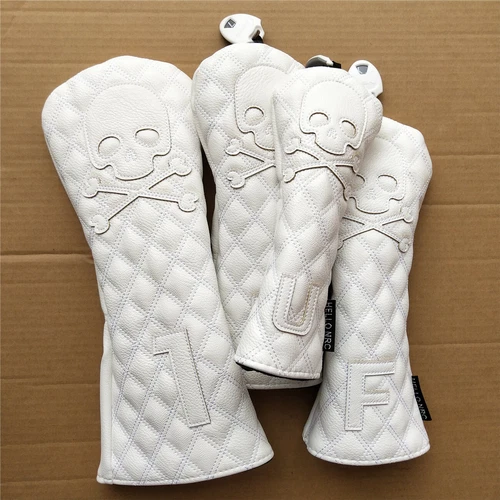 White Skull Golf Holz Schläger Headcover Premium Driver Fairwayholz Hybrid Cover - Bild 4 von 6