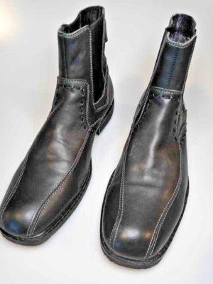 RJ Colt Leather Buckle Rider Black Boots Men